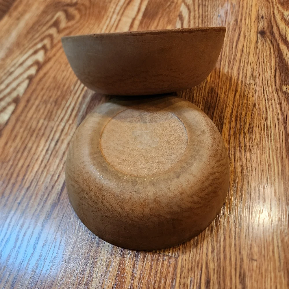 2 Vintage Ellingers Agatized Wooden Bowls